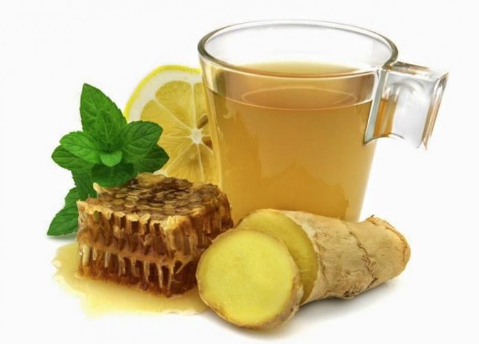 drinking ginger tea